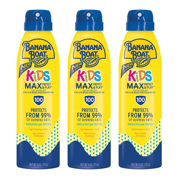 3 Pack - Banana Boat Kids MAX Protect & Play Sunscreen Spray SPF 100 6oz