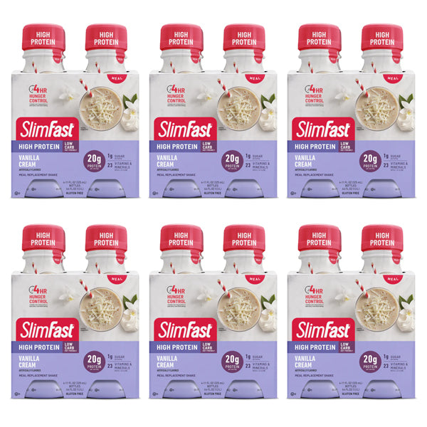 6 Pack - SlimFast High Protein Shakes Vanilla Cream 4 Count Each