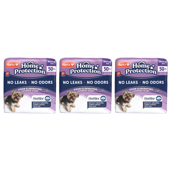 3 Pack - Hartz Home Regular Size Protection Lavender Scented Dog Pads 50ct Each