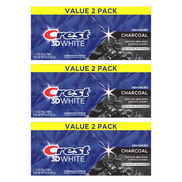 3 Pack - Crest 3D White Advanced Charcoal Teeth Whitening Toothpaste Twin Pack