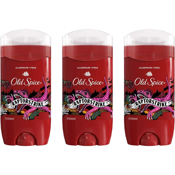 3 Pack - Old Spice Aluminum Free Men's Invisible Solid Deodorant Raptorstrike 2.6oz