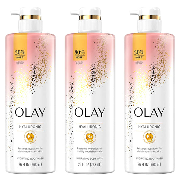 3 Pack - Olay Cleansing & Nourishing Body Wash for Women w Hyaluronic Acid 26oz