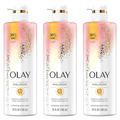 3 Pack - Olay Cleansing & Nourishing Body Wash for Women w Hyaluronic Acid 26oz