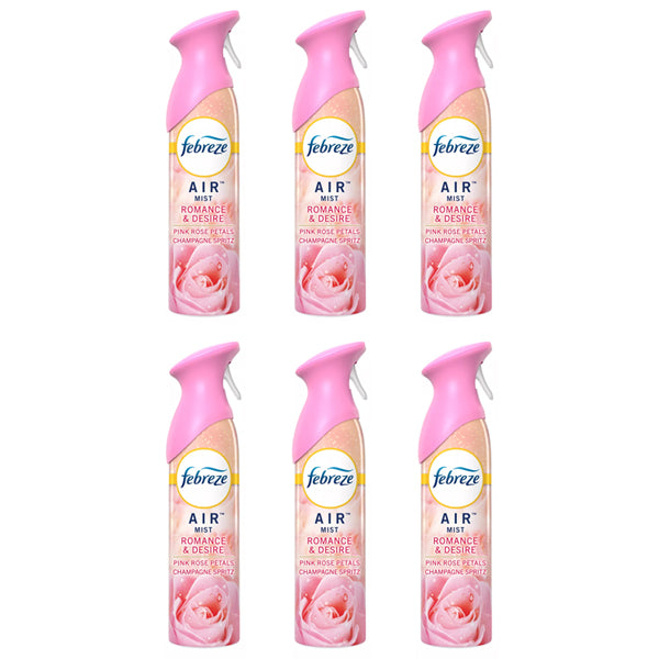 6 Pack - Febreze Air Odor-Fighting Air Freshener Pink Rose Petals 8.8 fl oz