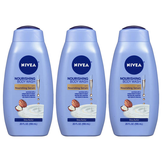 3 Pack - NIVEA Shea Butter Nourishing Body Wash for All Skin Types 20oz