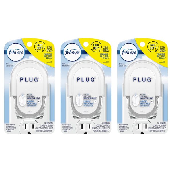 3 Pack - Febreze Plug In Air Freshener Fade Defy Plugs Oil Warmer