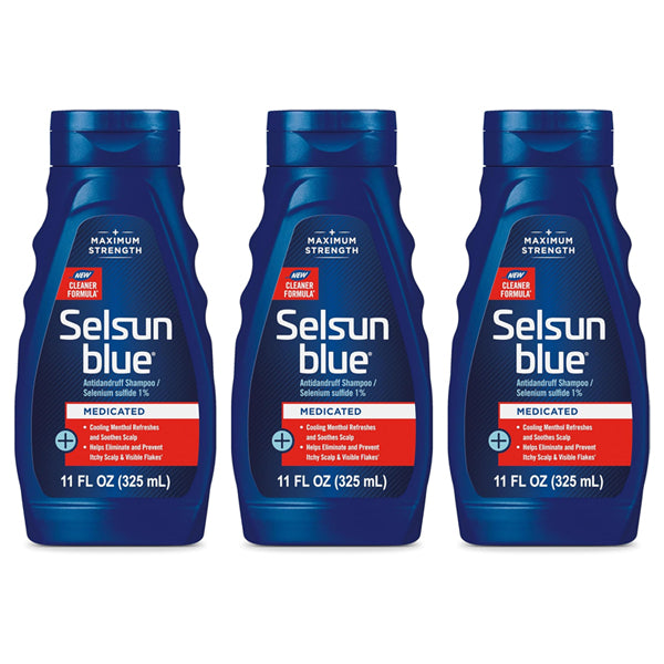 3 Pack - Selsun Blue Maximum Strength Medicated Antidandruff Shampoo 11oz