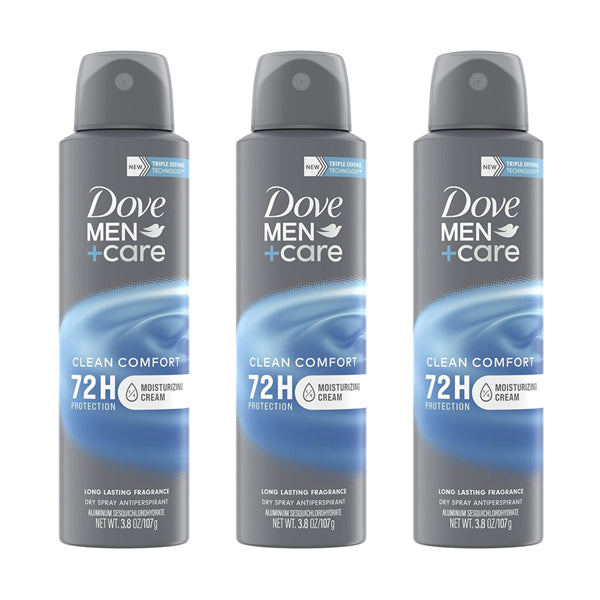 3 Pack - Dove Men+Care Antiperspirant Deodorant Clean Comfort Dry Spray 3.8oz