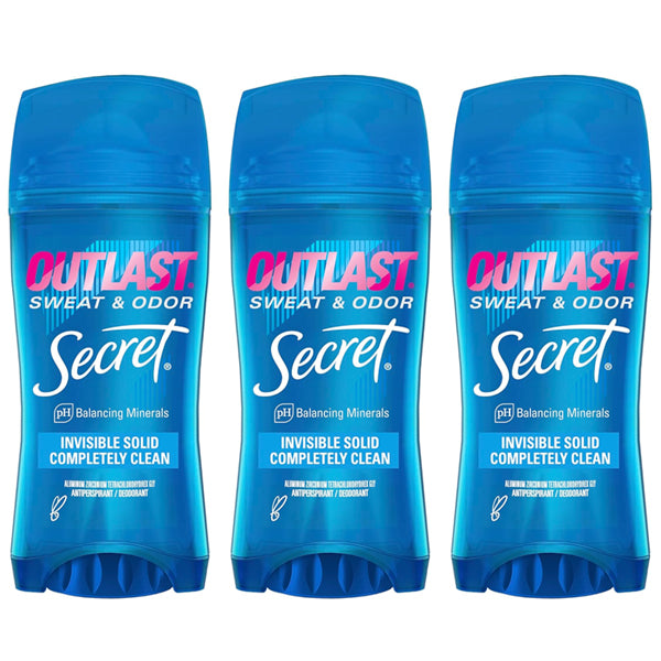 3 Pack - Secret Outlast Antiperspirant Deodorant for Women Completely Clean Scent 2.6 oz