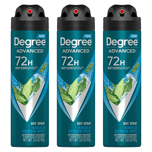 3 Pack - Degree Men Advanced Dry Spray Deodorant Sage & Ocean Mist 3.8oz