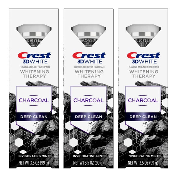 3 Pack - Crest 3D White Whitening Charcoal Deep Clean Invigorating Mint 3.5oz