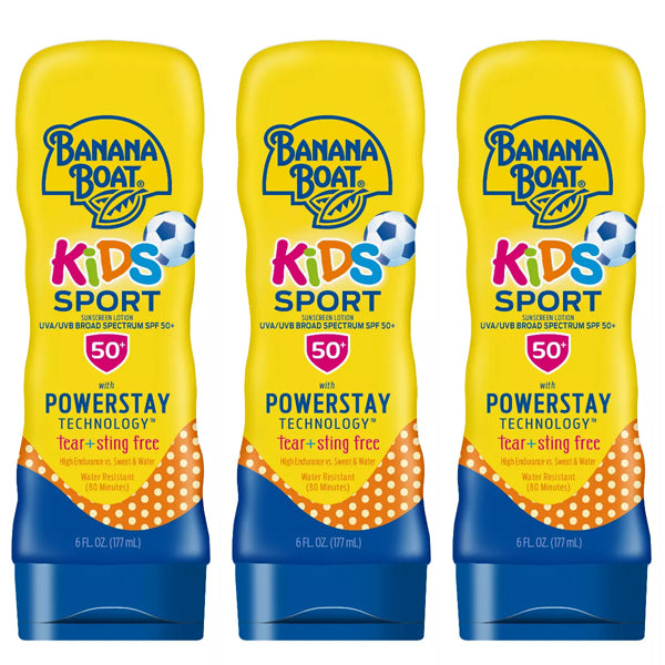 3 Pack - Banana Boat Kids Sport SPF50+ Sunscreen Lotion Tear+Sting Free 6oz