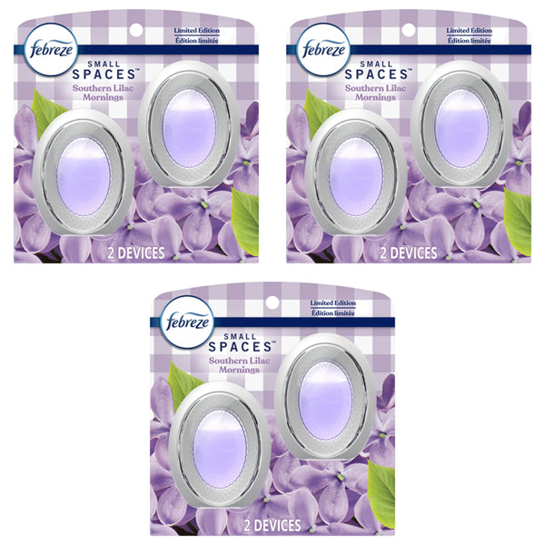 3 Pack - Febreze Small Spaces Air Freshener Limited Edition Southern Lilac Mornings 2ct Each