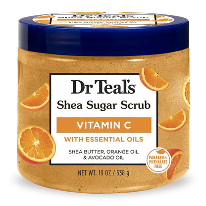 3 Pack - Dr Teal's Shea Sugar Body Scrub Vitamin C with Essential Oils 19oz