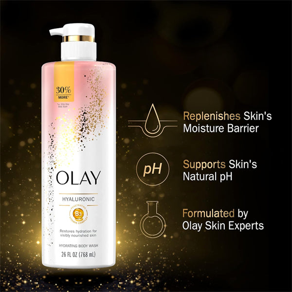 3 Pack - Olay Cleansing & Nourishing Body Wash for Women w Hyaluronic Acid 26oz