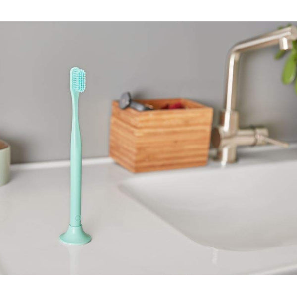 3 Pack - Bogobrush Reusable Toothbrush and Stand Soft Nylon Bristles Mint Green