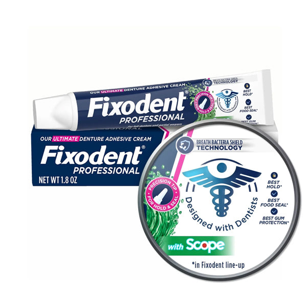 3 Pack - Fixodent Professional Plus Scope Denture Adhesive Cream, 1.8 oz