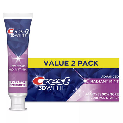 3 Pack - Crest 3D White Advanced Whitening Toothpaste Radiant Mint Twin Pack