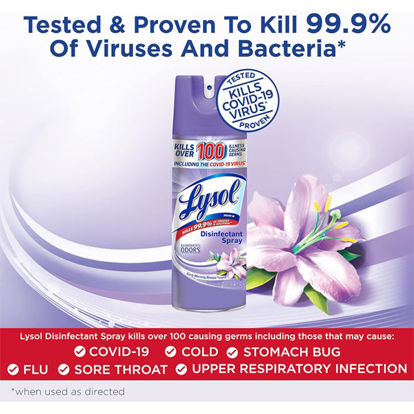 3 Pack - Lysol Antibacterial Disinfectant Spray Early Morning Breeze 12.5oz