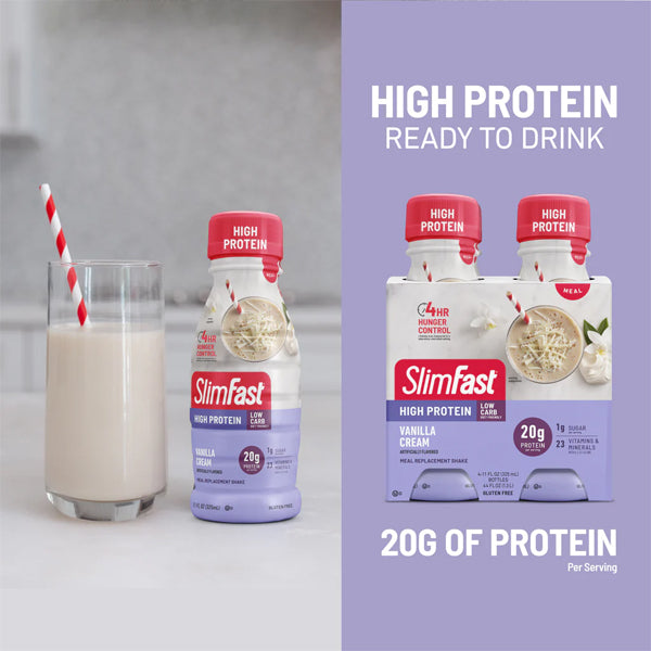 20 Pack - SlimFast High Protein Shakes Vanilla Cream