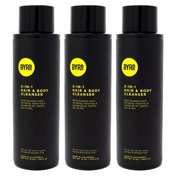 3 Pack - BYRD Hairdo Products 3-in-1 Hair & Body Cleanser Coconut & Sea Salt 15oz