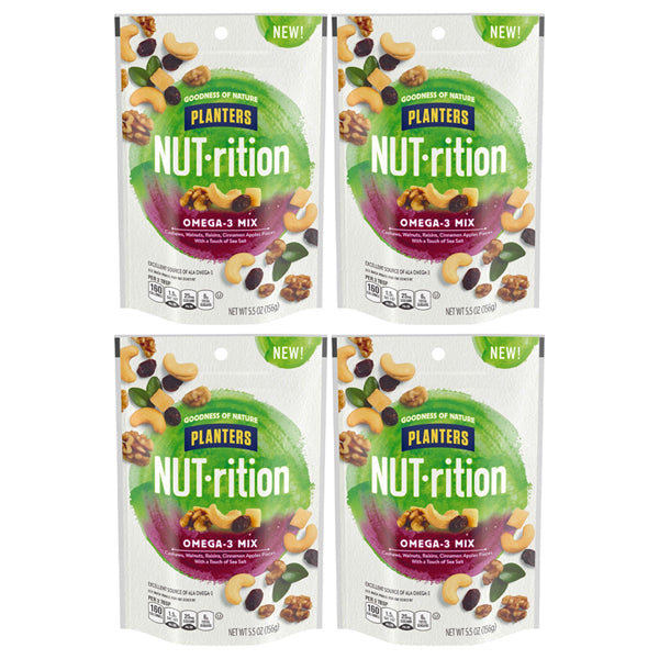 4 Pack - Planters NUTrition Omega 3 Snack Nuts Mix 5.5oz Bags