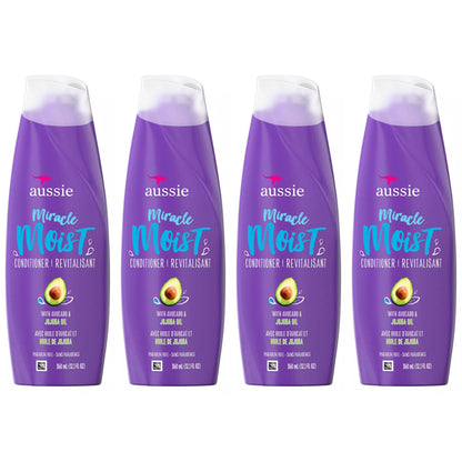 4 Pack - Aussie Miracle Moist Conditioner with Avocado & Jojoba Oil 12.1oz