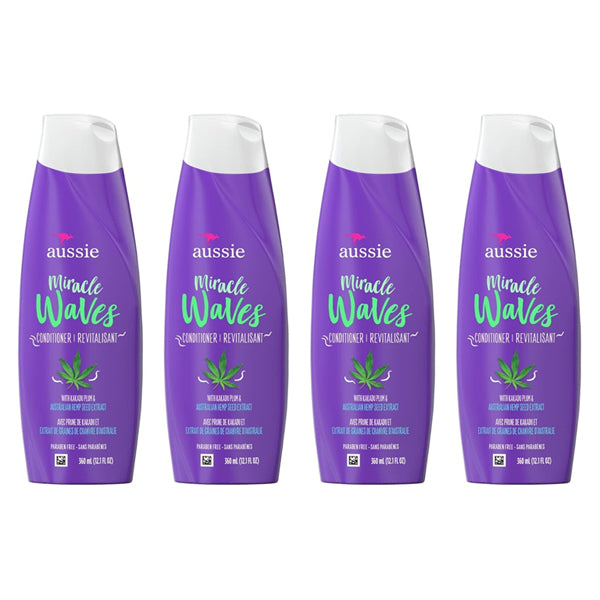 2 Pack - Aussie Miracle Waves Anti-Frizz Hemp Paraben-Free Conditioner 12.1 oz