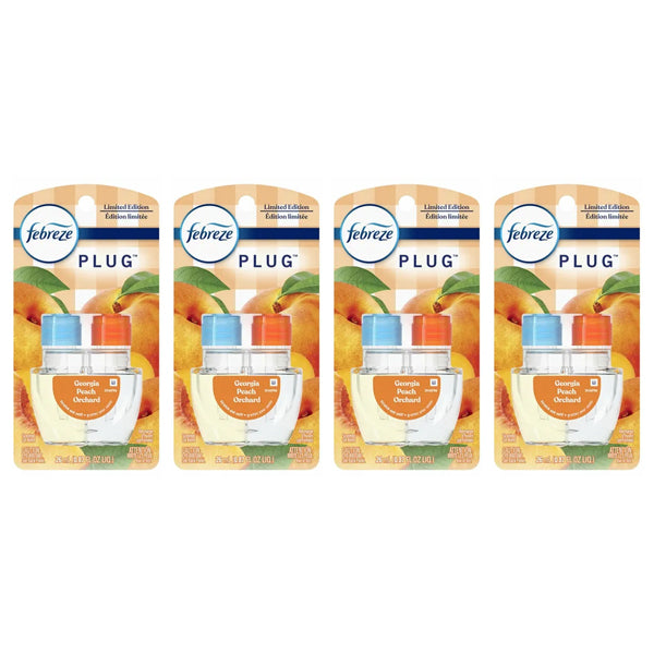 4 Pack - Febreze Plug In Air Freshener Scented Oil Refill Peach Orchard