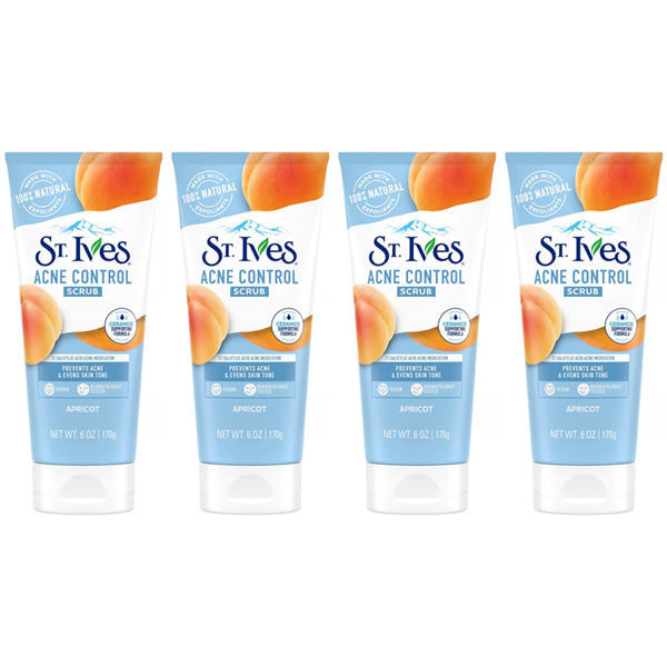 4 Pack - St. Ives Oil-Free Acne Control Apricot Face Scrub 6oz