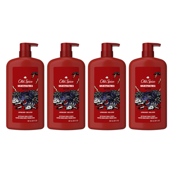 4 Pack - Old Spice Body Wash for Men NightPanther Long Lasting Lather 33.4oz