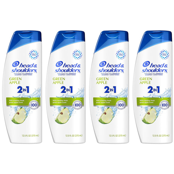 4 Pack - Head & Shoulders 2 in 1 Dandruff Shampoo Conditioner Green Apple 12.5oz