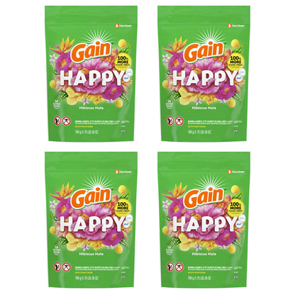 4 Pack - Gain Super Sized Flings Laundry Detergent Pacs Hibiscus Hula Scent 18ct Each