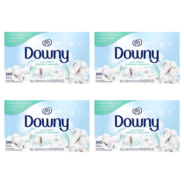 4 Pack - Downy Dryer Sheets Laundry Fabric Softener Cool Cotton 240 ct