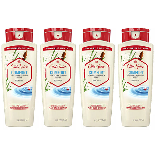 4 Pack - Old Spice Men's Body Wash Comfort Clean Cotton Scent 18oz