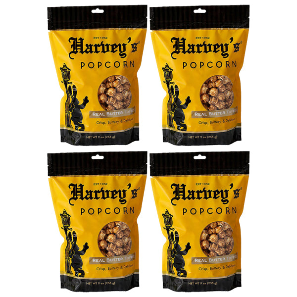 4 Pack - Harvey's Real Butter Toffee Popcorn 9 oz Bags