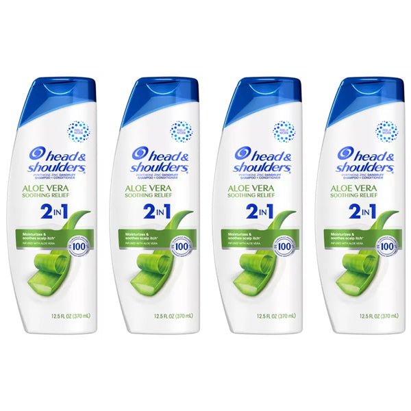 4 Pack - Head & Shoulders Aloe Vera Anti Dandruff Shampoo Conditioner 12.5oz