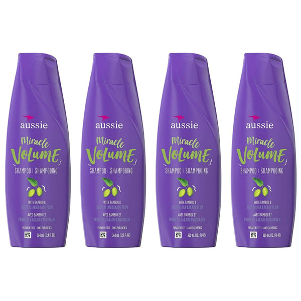 4 Pack - Aussie Miracle Volume Shampoo with Bamboo Plum 12.1oz