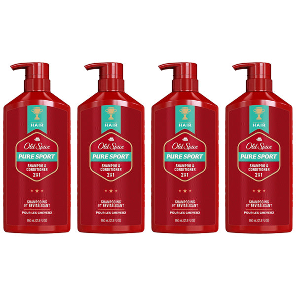 4 Pack - Old Spice Pure Sport 2in1 Shampoo & Conditioner for Men 22oz