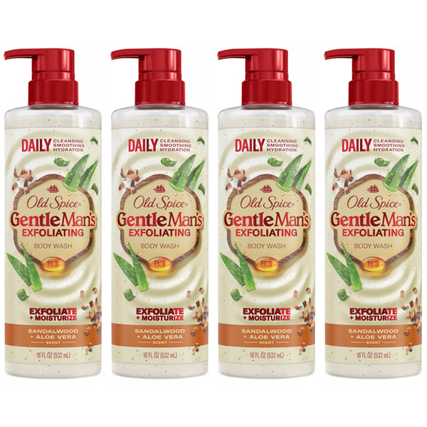 4 Pack - Old Spice GentleMan's Exfoliating Body Wash Sandalwood & Aloe 18oz