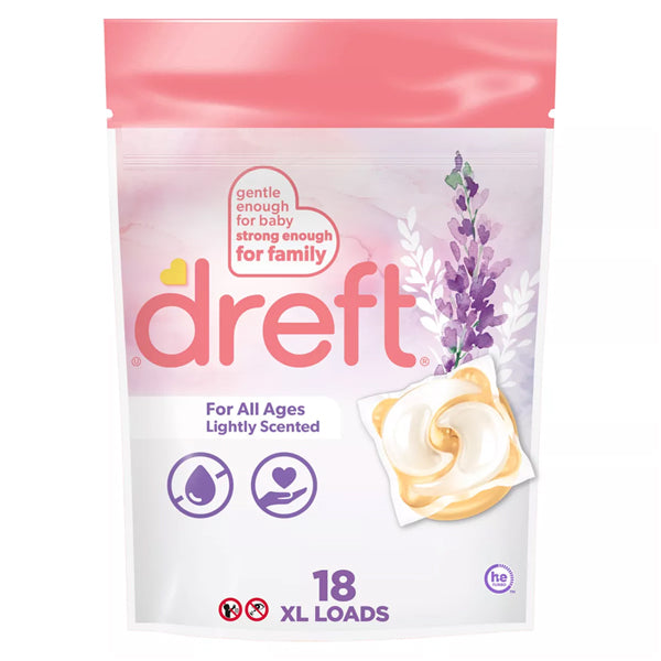 4 Pack - Dreft Laundry Detergent XL Pacs Light Scent Lavender 18 Count Each