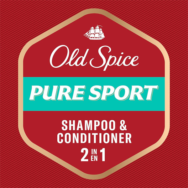 4 Pack - Old Spice Pure Sport 2in1 Shampoo & Conditioner for Men 22oz