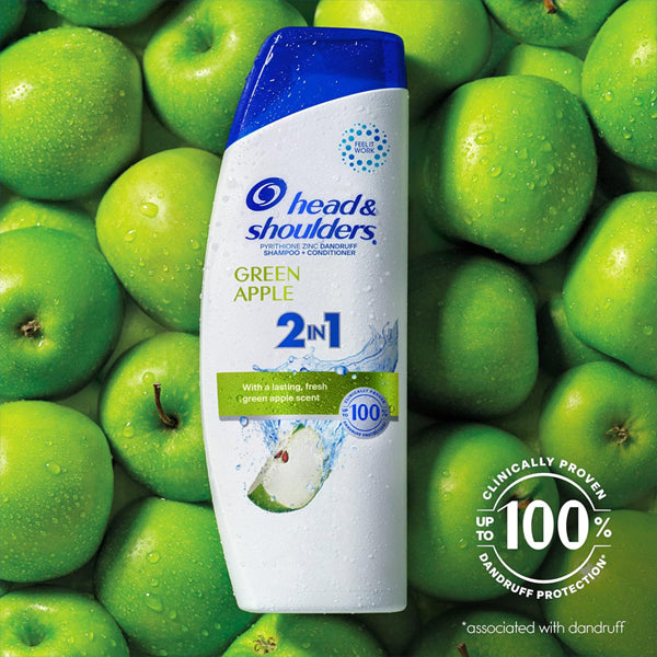 4 Pack - Head & Shoulders 2 in 1 Dandruff Shampoo Conditioner Green Apple 12.5oz