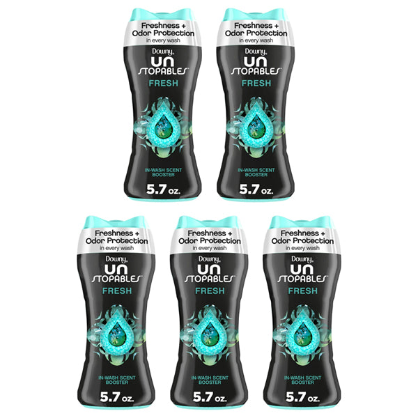 5 Pack - Downy Unstopables Laundry Scent Booster Beads Fresh Scent 5.7 oz