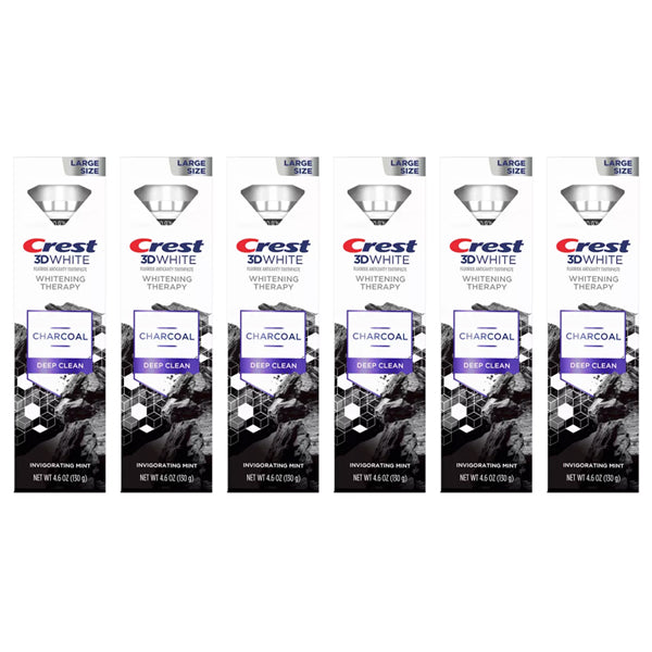 6 Pack - Crest 3D Whitening Therapy Charcoal Deep Clean Toothpaste 4.6oz