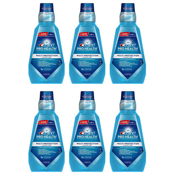 6 Pack - Crest Pro Health Multi-Protection Mouthwash with CPC Clean Mint 1L