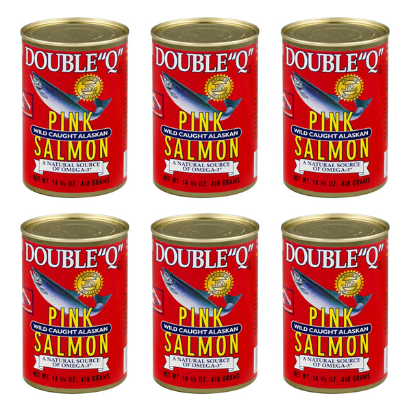 6 Pack - Double Q Wild Caught Alaskan Pink Salmon 14.75oz