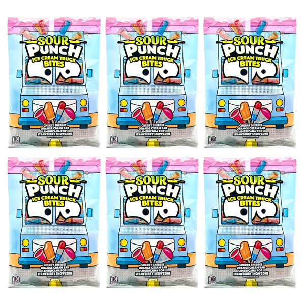 6 Pack - Sour Punch Ice Cream Truck Bites Assorted Flavor Gummy Candy 3.7oz