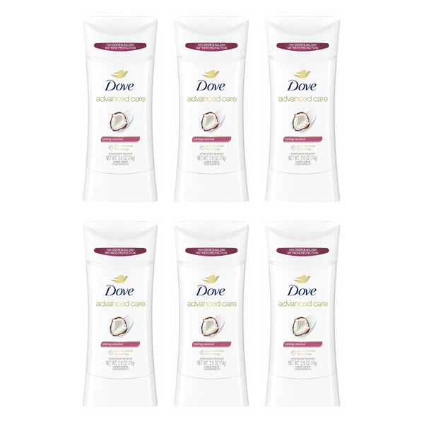 6 Pack - Dove Advanced Care 48 Hour Women's Antiperspirant Caring Coconut 2.6oz