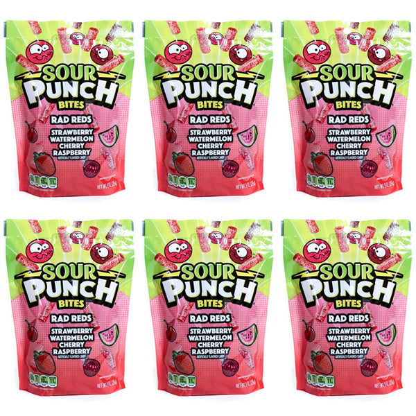 6 Pack - Sour Punch Bites Rad Reds Sweet & Sour Candy 9oz